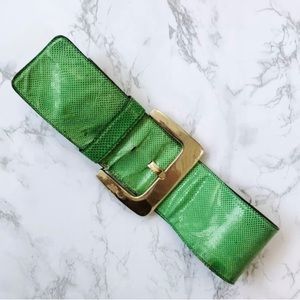 SALVATORE FERRAGAMO green thick waist belt leather